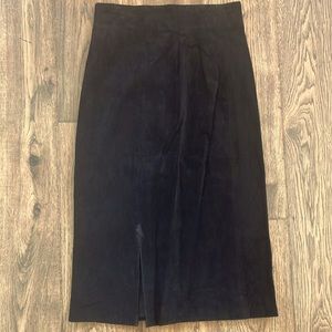 Cedars Black Suede Long Skirt with Slit